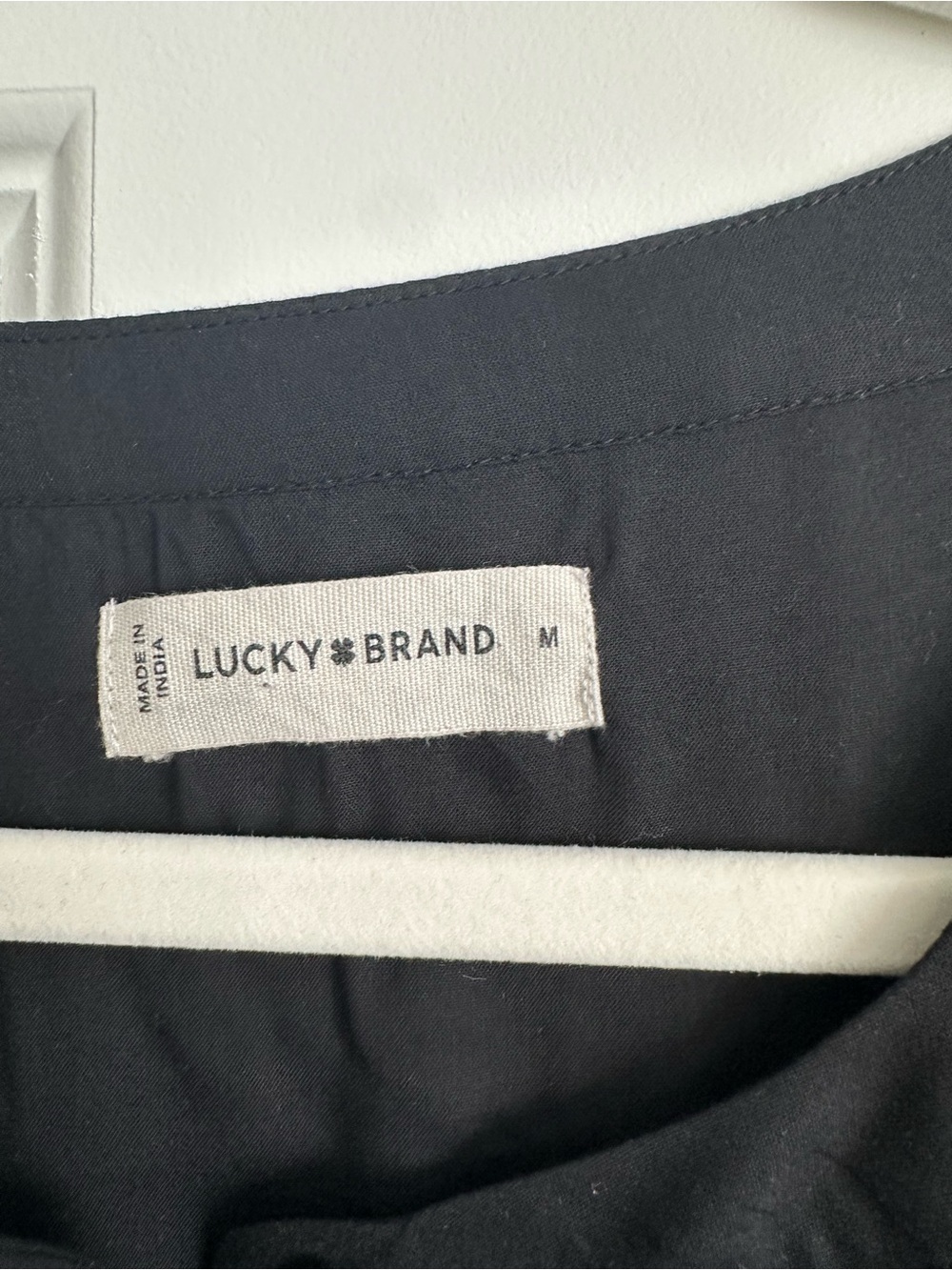 Lucky Brand Black Button-Front Peasant Blouse with Pintuck Lace NWT - Picture 3 of 12